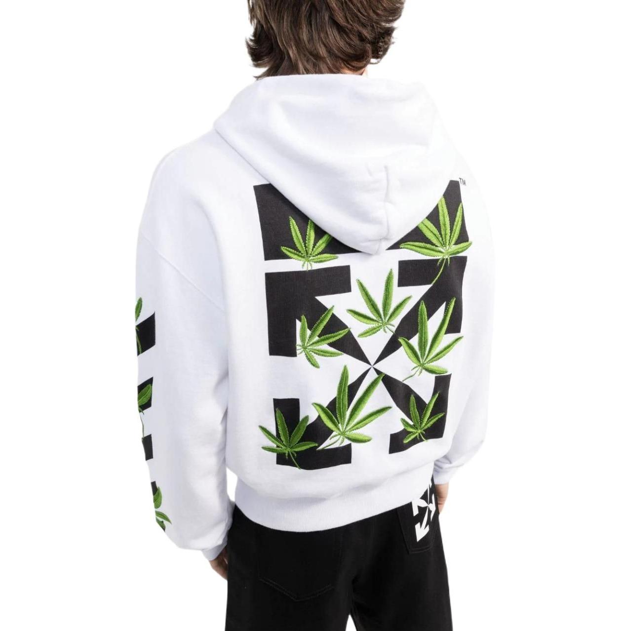 OFF-WHITE SS22 White Logo Print Hoodie  Long Sleeve Pullover OMBB037S22FLE0100155 圖 5