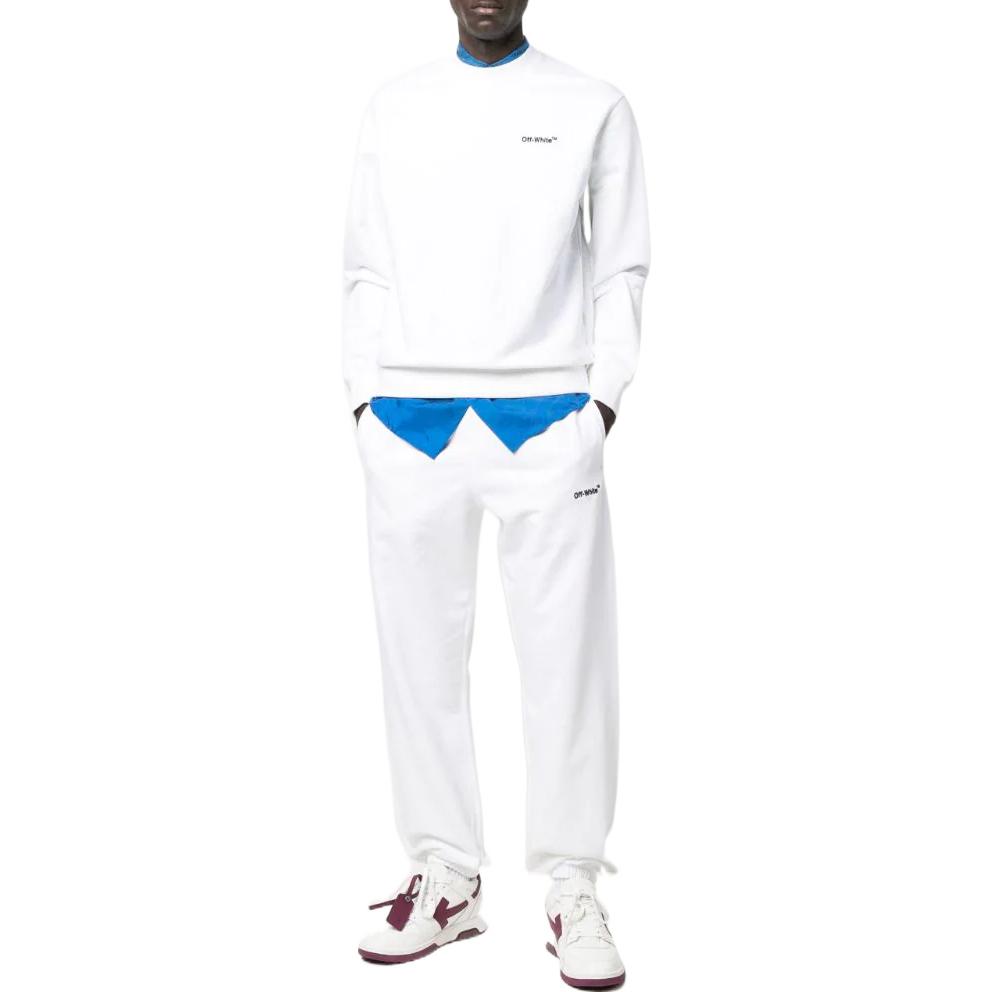 Lookbook OFF-WHITE SS22 White Long Sleeve Crewneck Sweatshirt  Casual Fit OMBA057C99FLE0100110