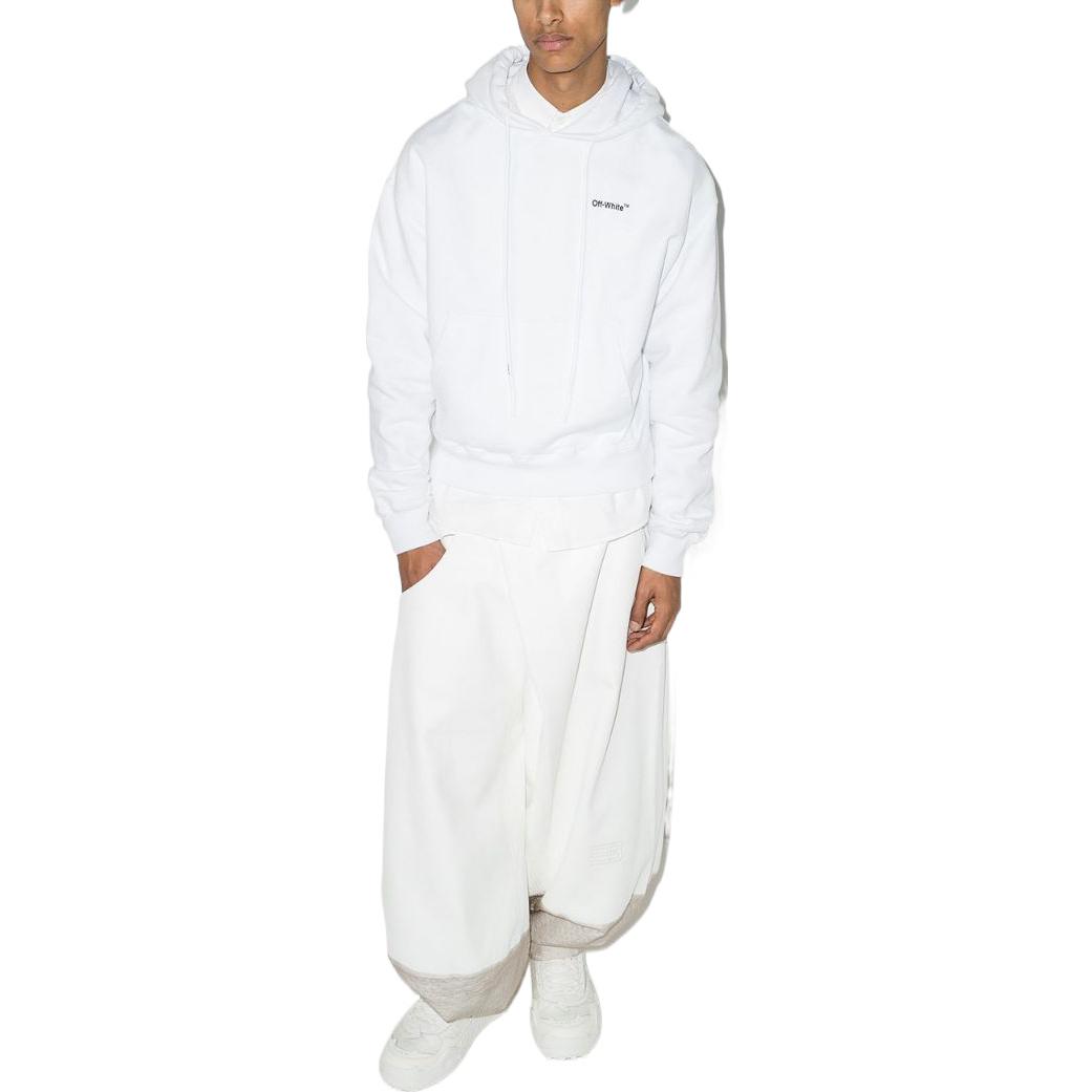 OFF-WHITE SS22 White Long Sleeve Hoodie  Regular Fit Casual Sweatshirt OMBB037C99FLE0030110WHITE 圖 3