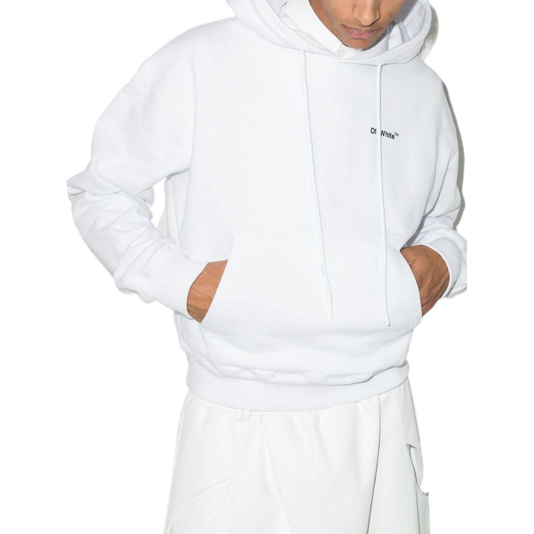 OFF-WHITE SS22 White Long Sleeve Hoodie  Regular Fit Casual Sweatshirt OMBB037C99FLE0030110WHITE 圖 4