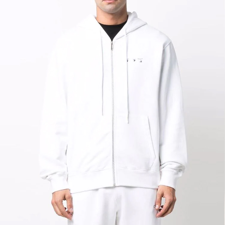 OFF-WHITE SS22 White Loose Fit Hoodie with Back Oil Painting Design for Men OMBE013C99FLE0040110 圖 3