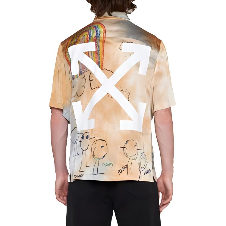 Details for オフホワイト SS23 ベージュ フローラル柄 半袖 カジュアルシャツ OMGG005S23FAB0016184