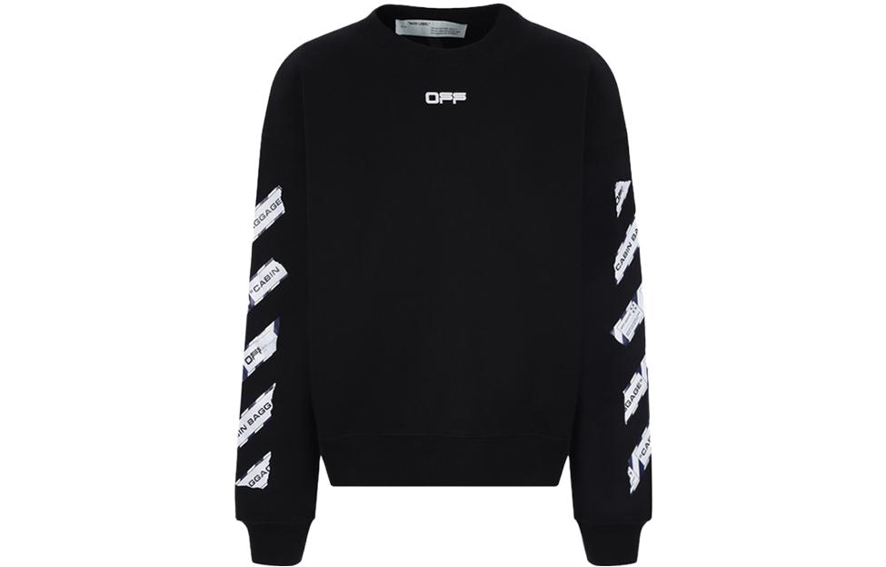 OFF-WHITE SS23  Black Crewneck Long Sleeve Sweatshirt with Letter Print OMBA035S20E30003-1088