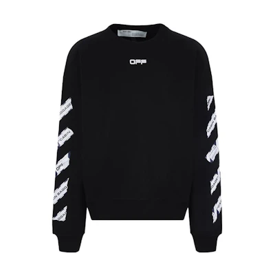 OFF-WHITE SS23 Black Crewneck Long Sleeve Sweatshirt with Letter Print OMBA035S20E30003-1088