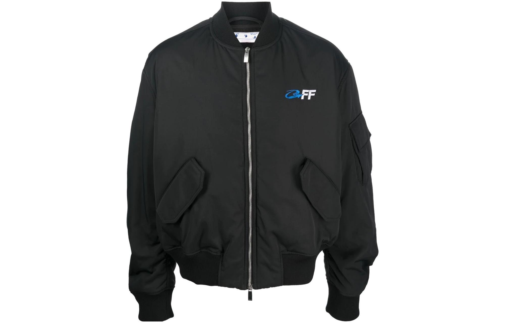 OFF-WHITE SS23  Black Zip-Up Jacket Casual Long Sleeve OMEH049S23FAB001-1001