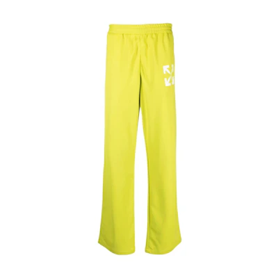 OFF-WHITE SS23 Lime Green Relaxed Fit Sweatpants with Arrow Design. OMCJ018S23FAB0015001