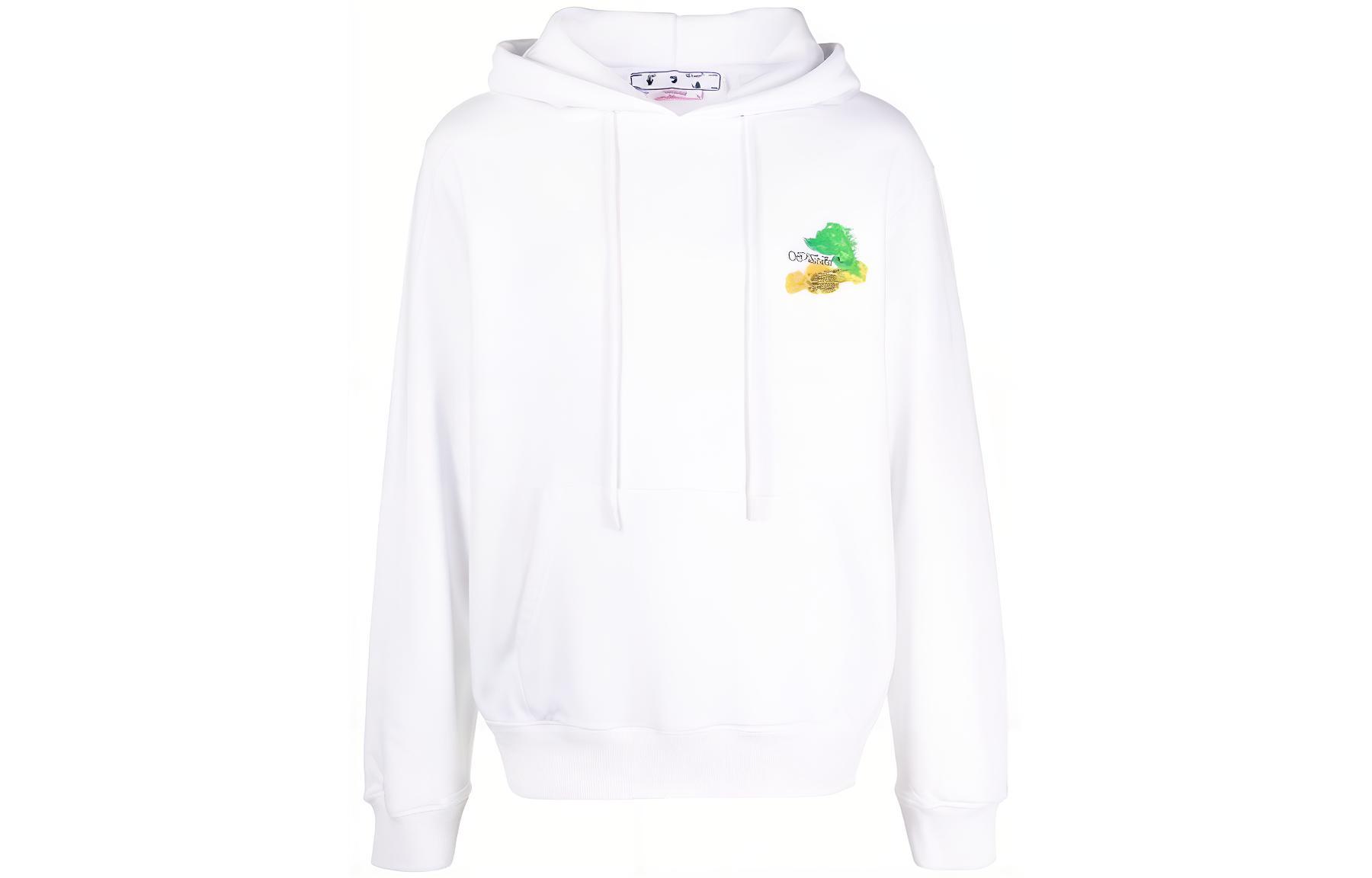 OFF-WHITE SS23  White Back Print Graphic Hoodie Long Sleeve Relaxed Fit. OMBB097S23FLE0040184