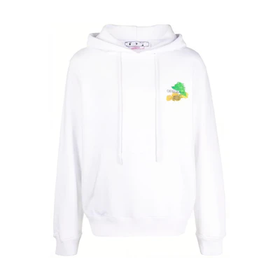 OFF-WHITE SS23 White Back Print Graphic Hoodie Long Sleeve Relaxed Fit. OMBB097S23FLE0040184