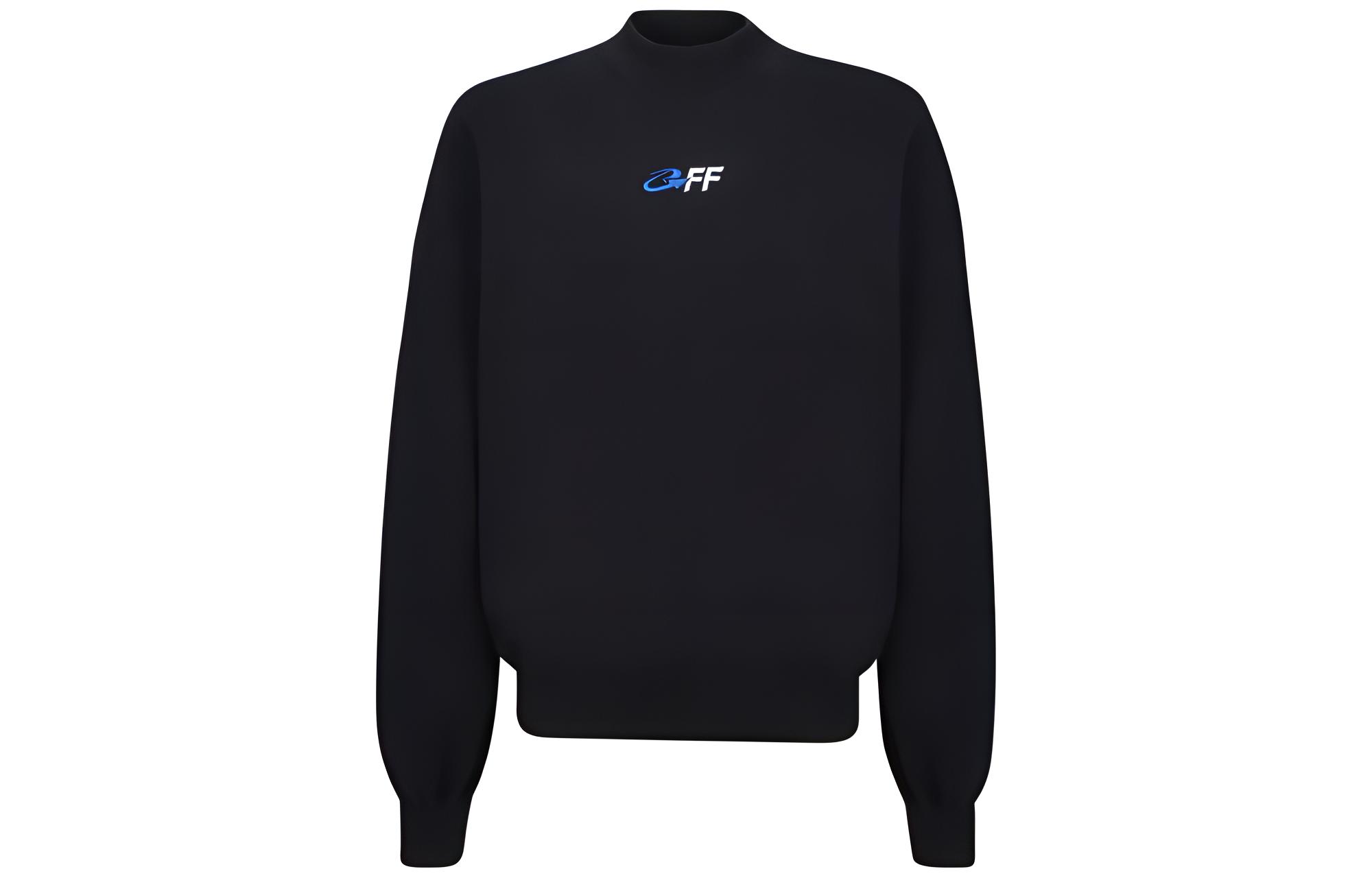 Off-White SS23 Black Fitted Long Sleeve Sweatshirt with Embroidered Logo OMBA067S23FLE0061001