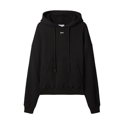 OFF-WHITE SS23 Black Hoodie with Letter Print for Men. OMBB085F23FLE0011001