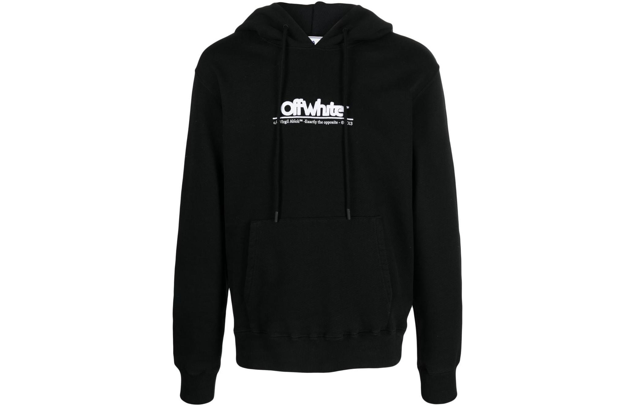 OFF-WHITE SS23 Black Letter Logo Print Hoodie  Oversized Fit. OMBB097S23FLE0051001