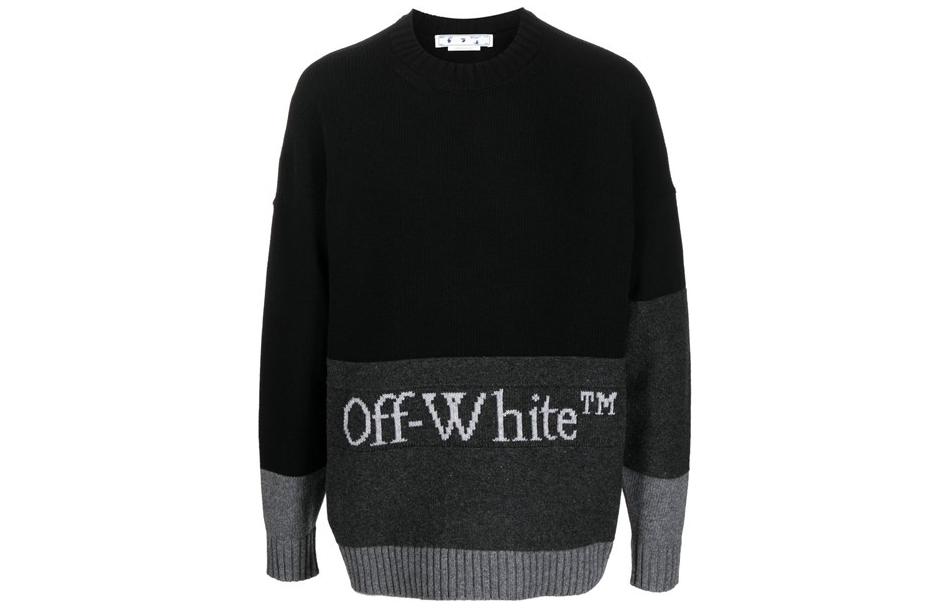 OFF-WHITE SS23 Black Logo Knit Crewneck Sweater  Regular Fit OMHE048C99KNI0031001