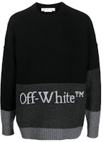 OFF-WHITE SS23 Black Logo Knit Crewneck Sweater Regular Fit OMHE048C99KNI0031001 OFF-WHITE SS23 Black Logo Knit Crewneck Sweater Regular Fit OMHE048C99KNI0031001