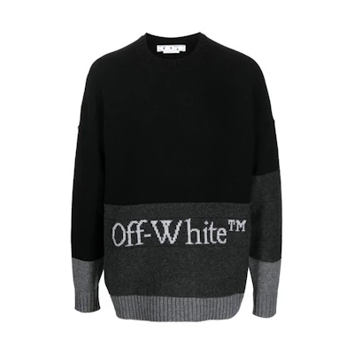 OFF-WHITE SS23 Black Logo Knit Crewneck Sweater Regular Fit OMHE048C99KNI0031001