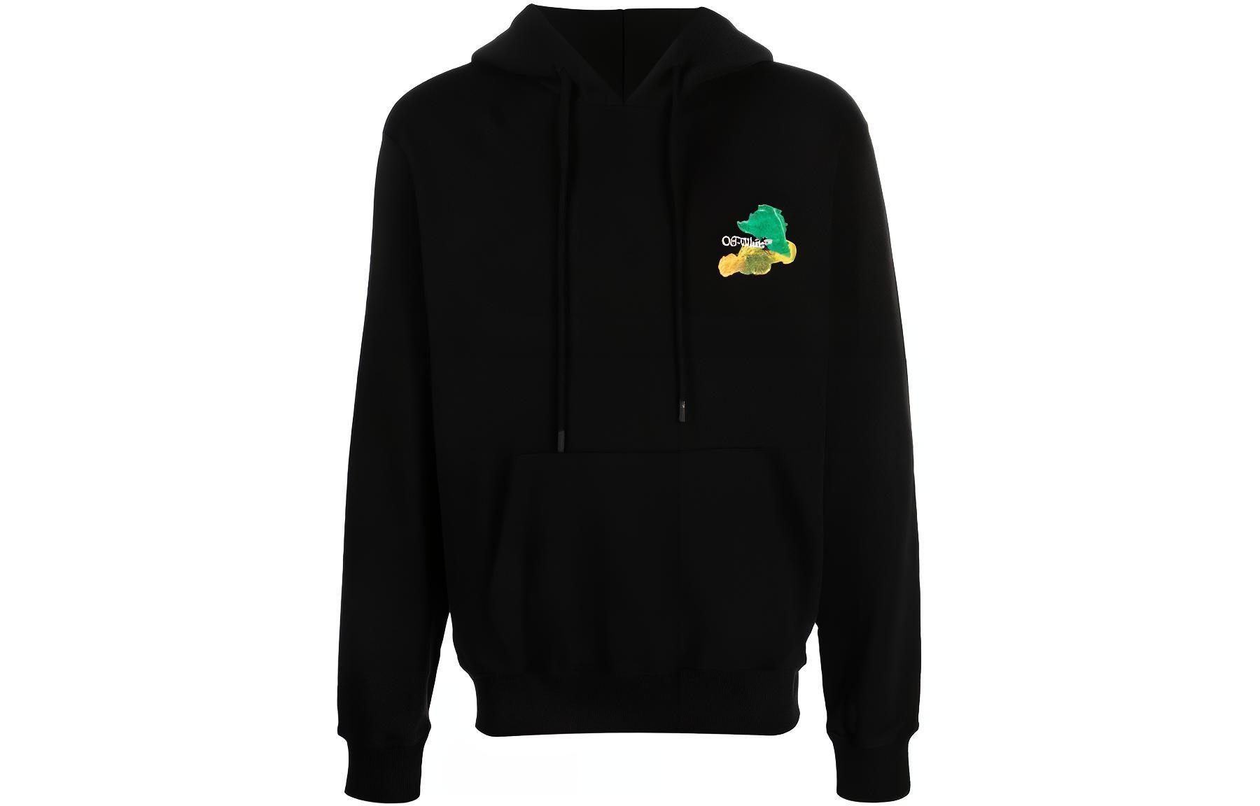 OFF-WHITE SS23 Black Logo Print Hoodie  Relaxed Fit OMBB097S23FLE0041084