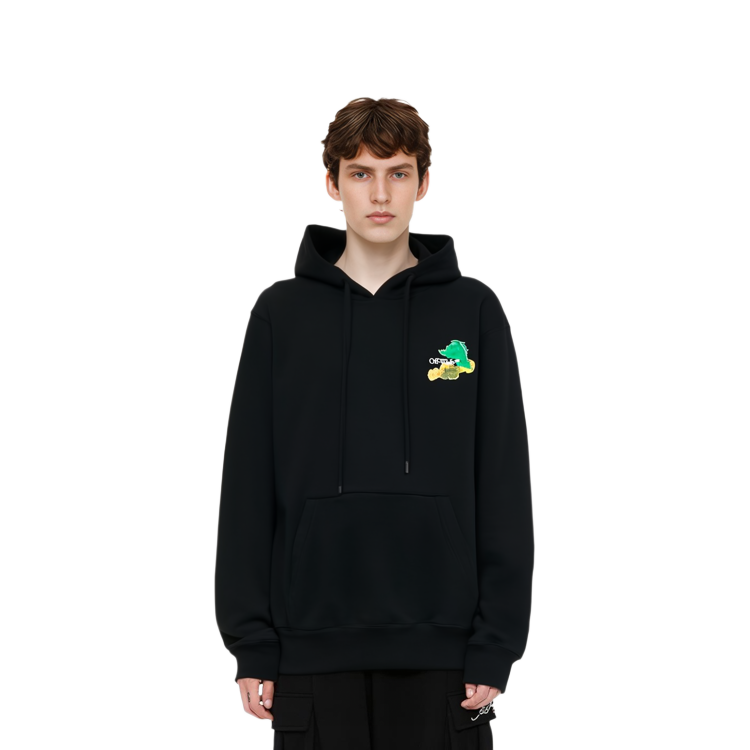 OFF-WHITE SS23 Black Logo Print Hoodie  Relaxed Fit OMBB097S23FLE0041084 圖 6