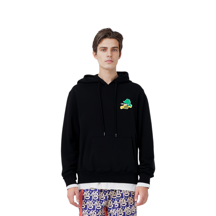 OFF-WHITE SS23 Black Logo Print Hoodie  Relaxed Fit OMBB097S23FLE0041084 圖 7