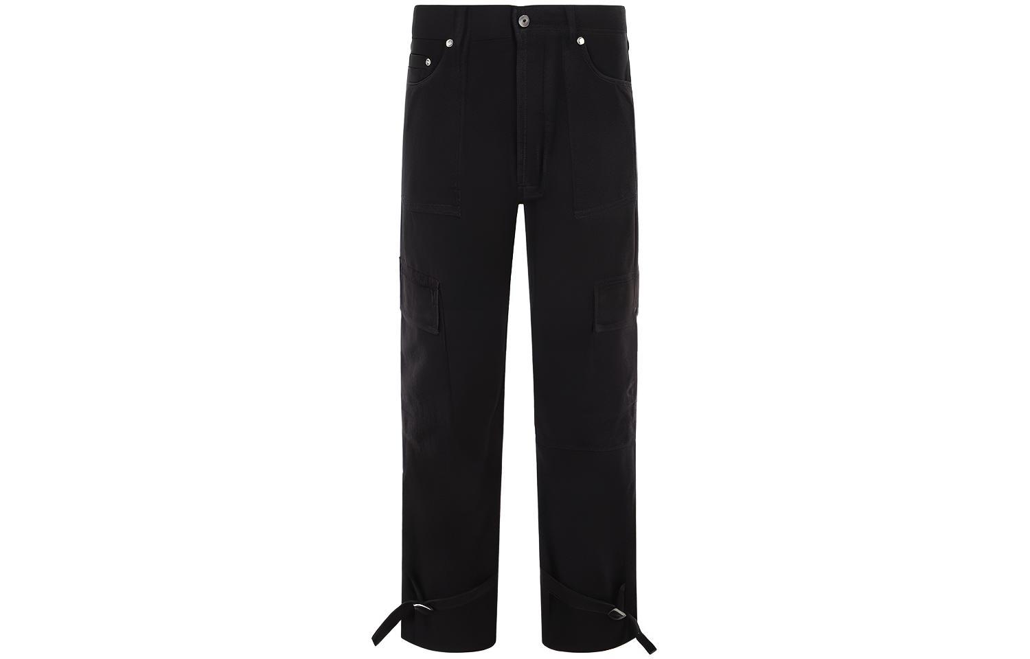OFF-WHITE SS23 Black Twill Printed Buckle Detail Cargo Pants Menswear OMCE033S23FAB0011010