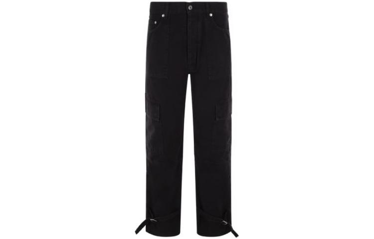 Order OFF-WHITE SS23 Black Twill Printed Buckle Detail Cargo Pants Menswear OMCE033S23FAB0011010