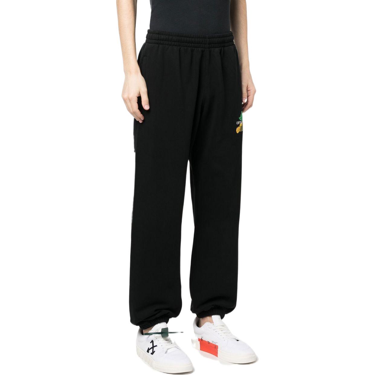 Shop OFF-WHITE SS23 刷箭头印花针织休闲裤 黑色长裤 OMCH029S23FLE0021084