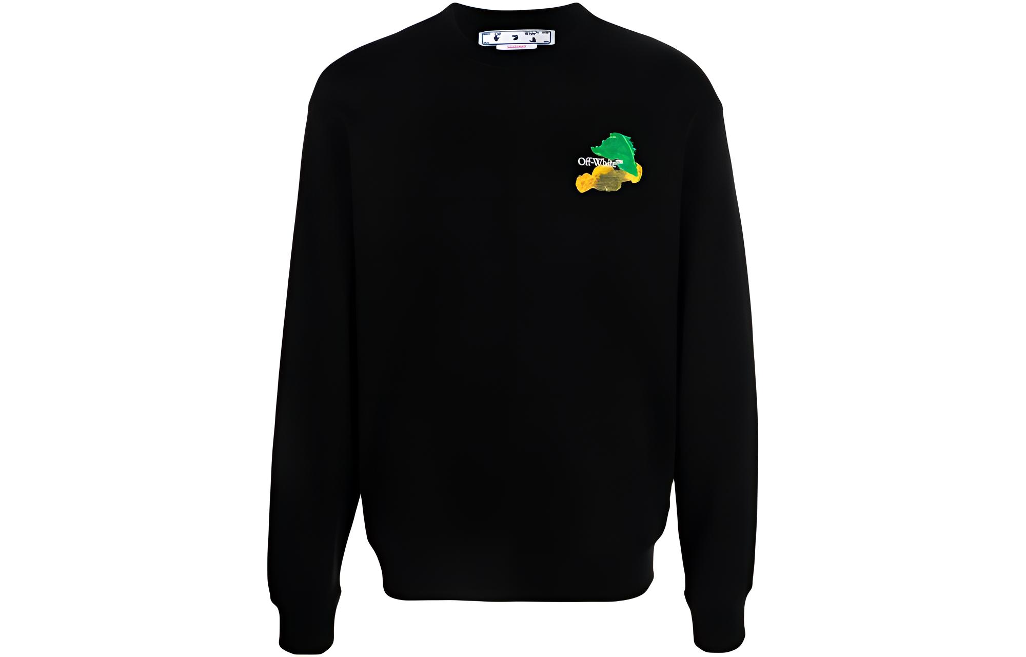 OFF-WHITE SS23 Brush Arrow Print Pullover Sweatshirt Black  Loose Fit OMBA057S23FLE0011084