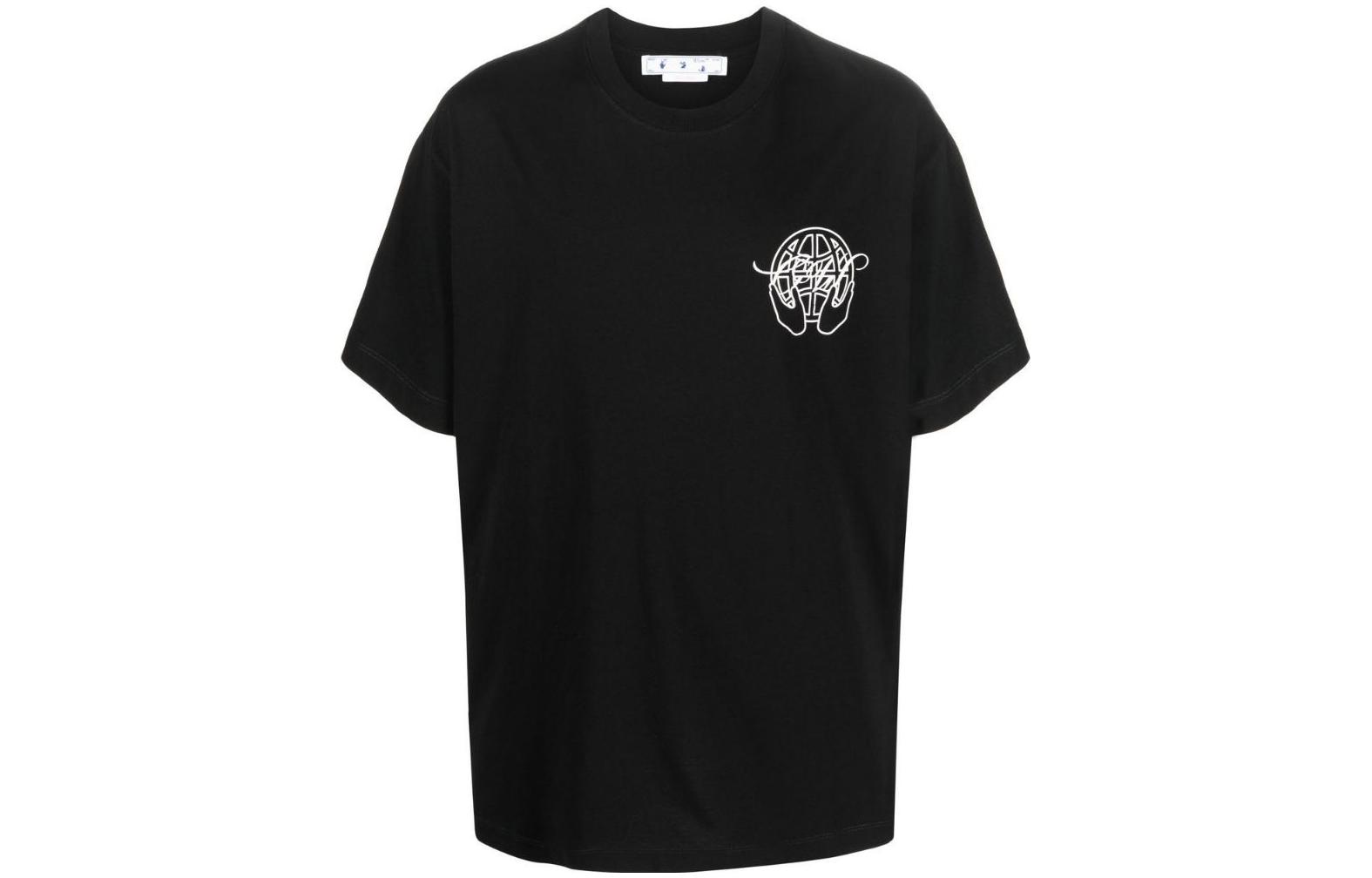 OFF-WHITE SS23 Geometric Logo Print Oversized Black Crewneck T-Shirt Men’s. OMAA038S23JER0031001