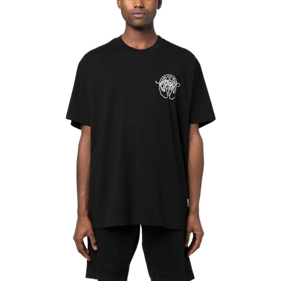 Lookbook Camiseta Negra Oversize OFF-WHITE SS23 Logo Geométrico Hombre. OMAA038S23JER0031001