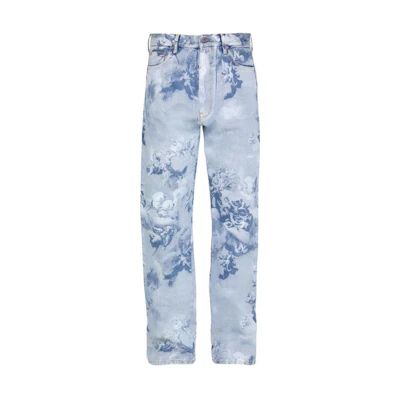OFF-WHITE SS23 Graphic Print Button-Fly Regular Fit Jeans Blue . OMYA138S23DEN0034000