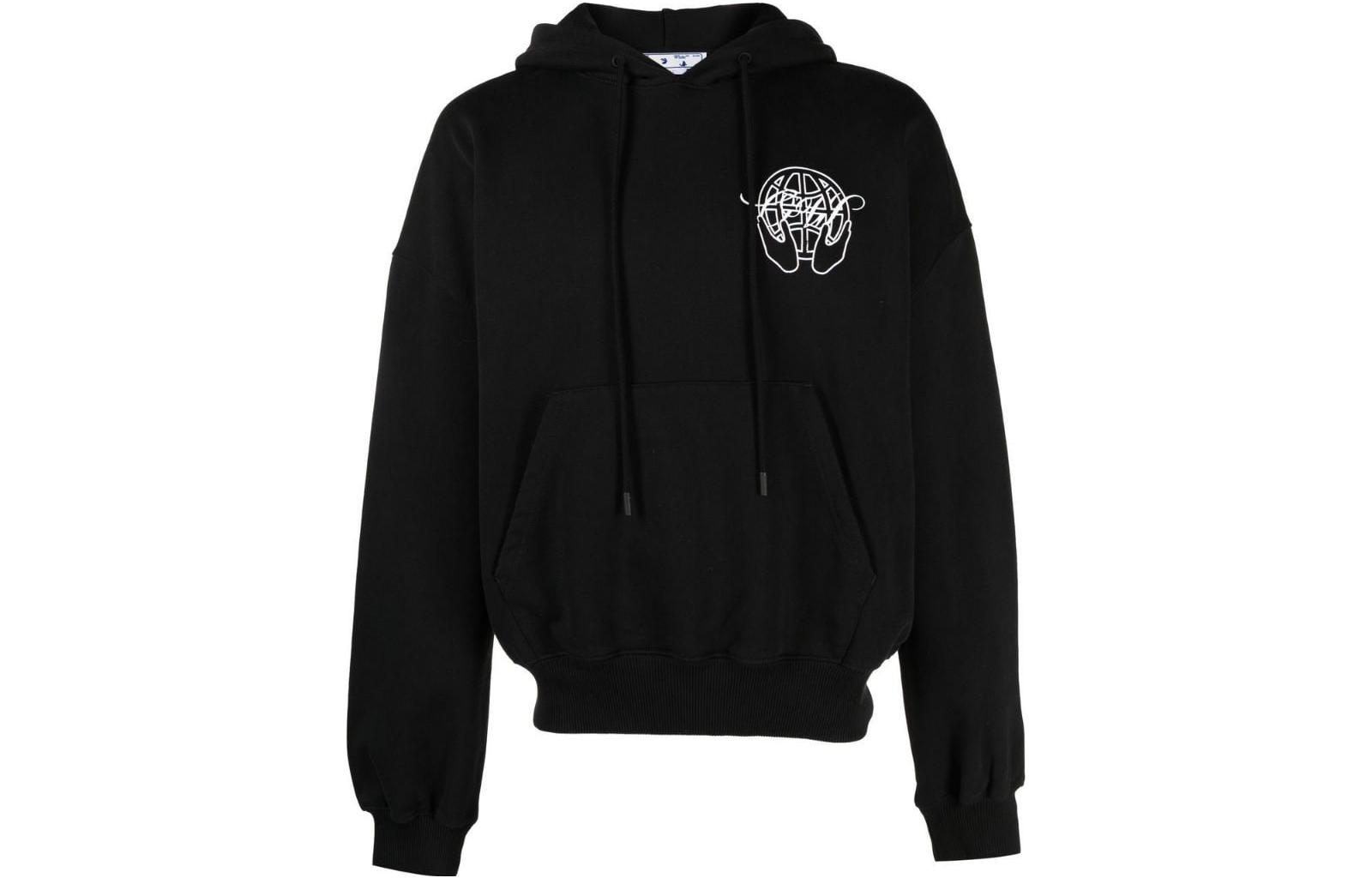 OFF-WHITE SS23 Graphic Print Pullover Hoodie Loose Fit Black Men’s OMBB110S23FLE0031001