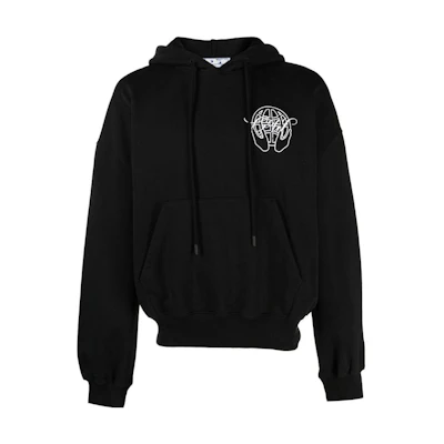 OFF-WHITE SS23 Graphic Print Pullover Hoodie Loose Fit Black Men’s OMBB110S23FLE0031001