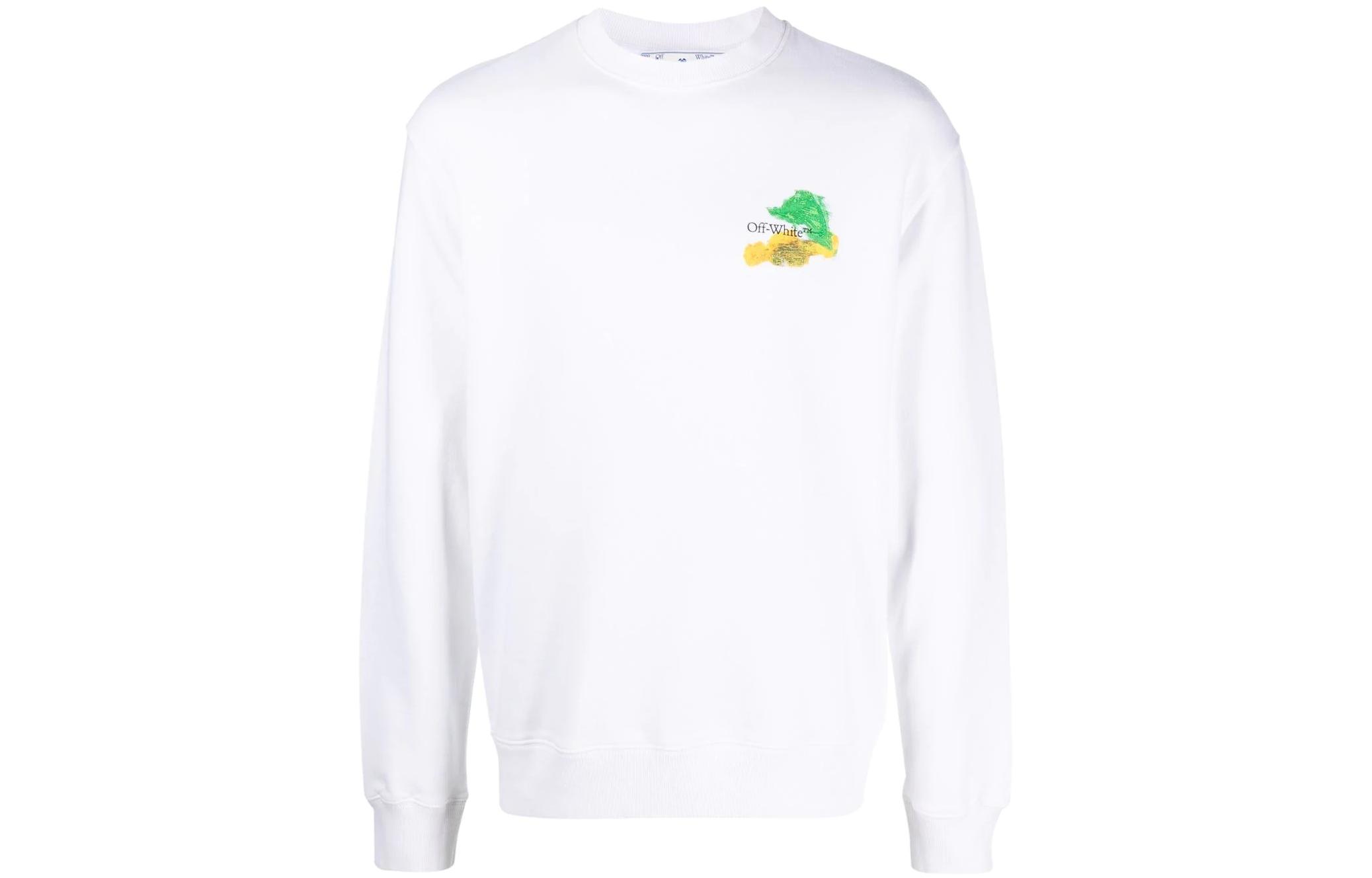Off-White SS23 Logo Print Pullover Sweatshirt White Relaxed Fit OMBA057S23FLE0010184