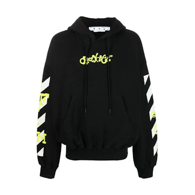 OFF-WHITE SS23 Logo Pullover Hoodie Black Regular Fit Sweatshirt OMBB110S23FLE0021050