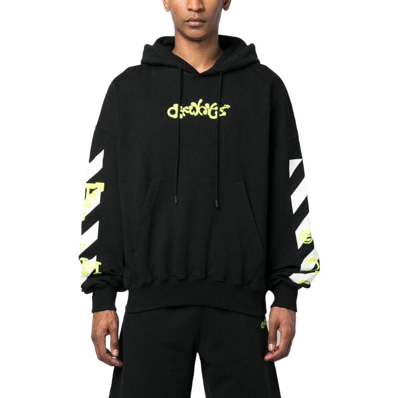 OFF-WHITE SS23 Logo Pullover Hoodie Black  Regular Fit Sweatshirt OMBB110S23FLE0021050 圖 3