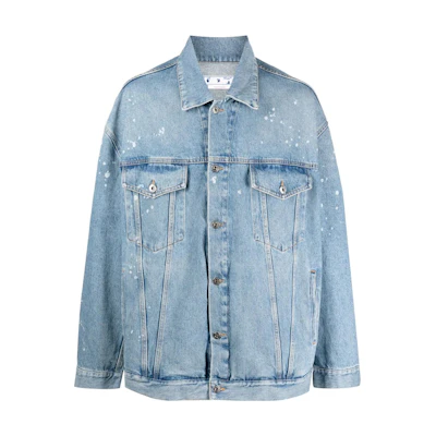 OFF-WHITE SS23 Paint-Splatter Relaxed Fit Denim Jacket . OMYE083S23DEN0014600