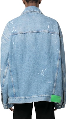 オフホワイト SS23 ペイントスプラッター デニムジャケット リラックスフィット OMYE083S23DEN0014600 Shop オフホワイト SS23 ペイントスプラッター デニムジャケット リラックスフィット OMYE083S23DEN0014600