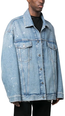 オフホワイト SS23 ペイントスプラッター デニムジャケット リラックスフィット OMYE083S23DEN0014600 Purchase オフホワイト SS23 ペイントスプラッター デニムジャケット リラックスフィット OMYE083S23DEN0014600