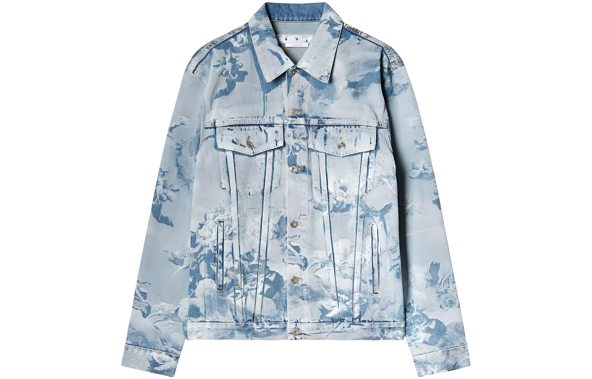 OFF-WHITE SS23 Painting Print Denim Jacket Light Blue Menswear OMYE077S23DEN0024000