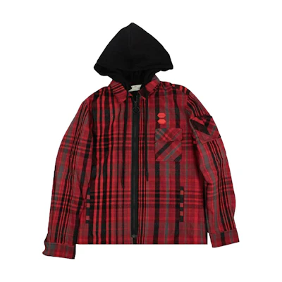 OFF-WHITE SS23 Striped Multi-Pocket Hooded Jacket Red - Regular Fit Menswear OMGA061E19E230022010