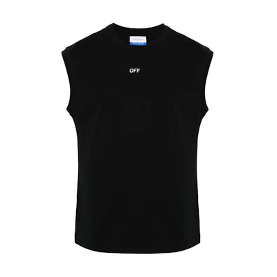 OFF-WHITE SS24 Sleeveless Solid Black Crewneck Tank Top Regular Fit OMAC027C99JER0011001