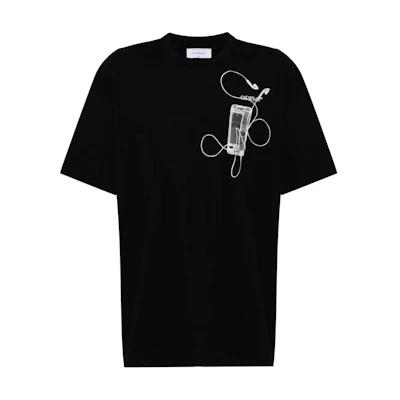 OFF-WHITE SS24 Black Graphic Print Short-Sleeve Regular Fit T-Shirt Men OMAA161S24JER0021006