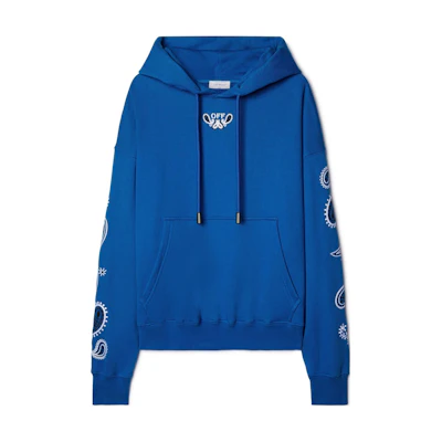 OFF-WHITE SS24 Blue Graphic Print Hoodie Unisex Regular Fit. OMBB085S24FLE0034601