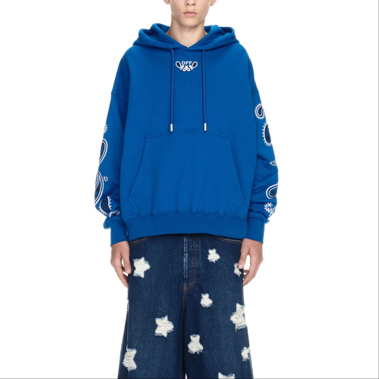 OFF-WHITE SS24 Blue Graphic Print Hoodie Unisex Regular Fit. OMBB085S24FLE0034601 圖 3