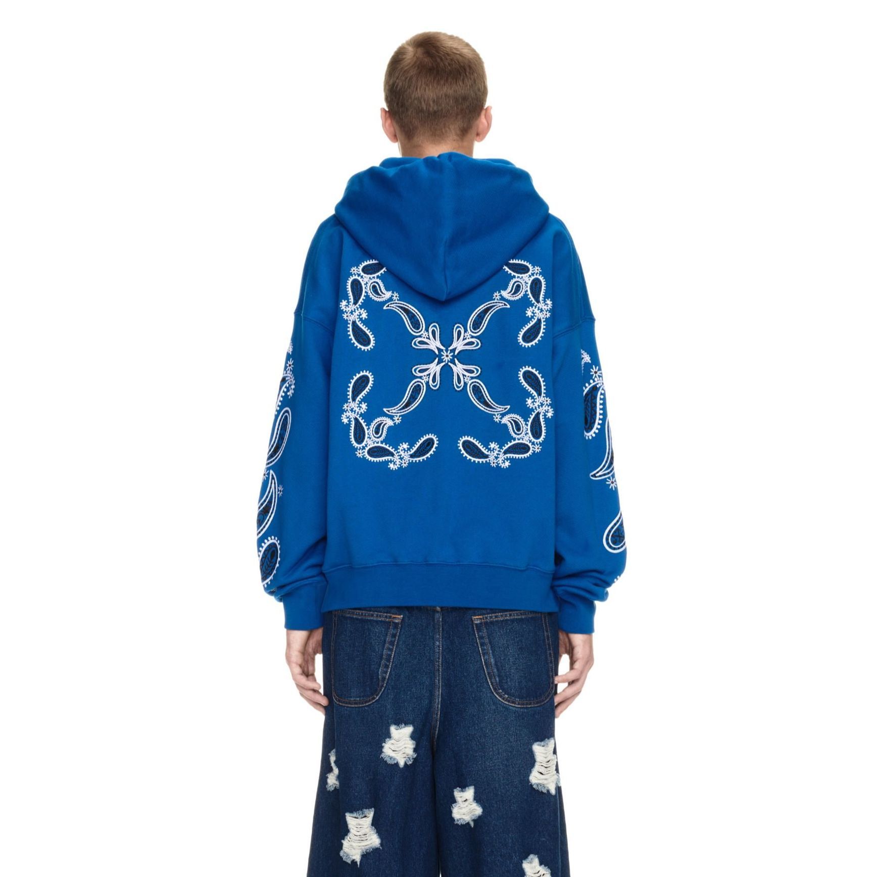 OFF-WHITE SS24 Blue Graphic Print Hoodie Unisex Regular Fit. OMBB085S24FLE0034601 圖 4