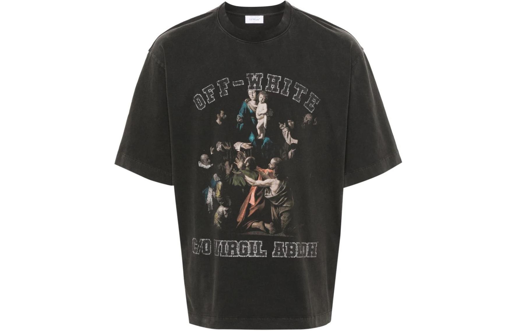 Order Camiseta Negra OFF-WHITE SS24 Logo Pintura al Óleo Corte Relajado. OMAA120S24JER0061001