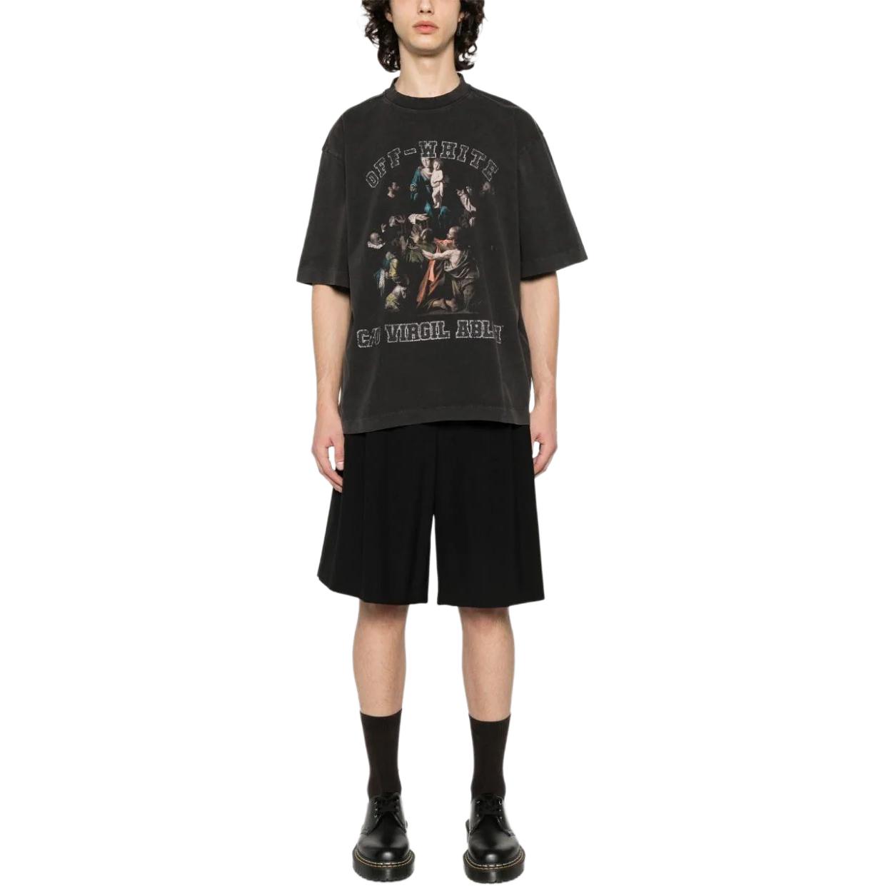 Lookbook Camiseta Negra OFF-WHITE SS24 Logo Pintura al Óleo Corte Relajado. OMAA120S24JER0061001