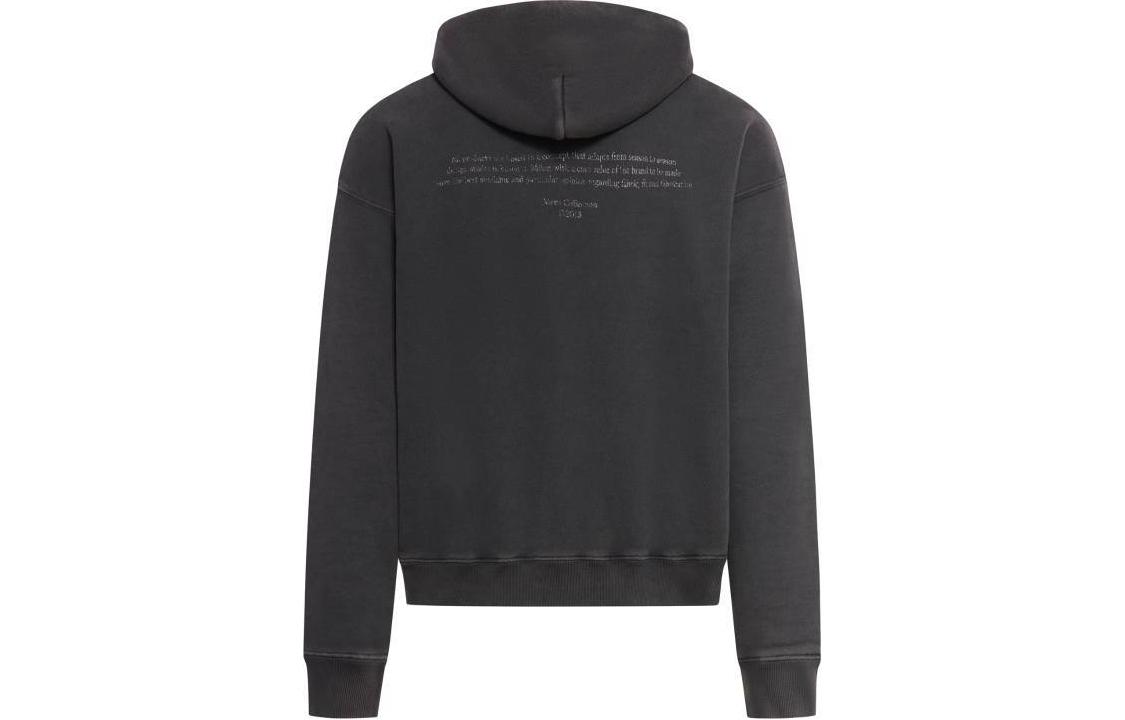 Lookbook 오프화이트 SS24 포트레이트 프린트 블랙 후디 풀오버 스웨터. OMBB085S24FLE0091001