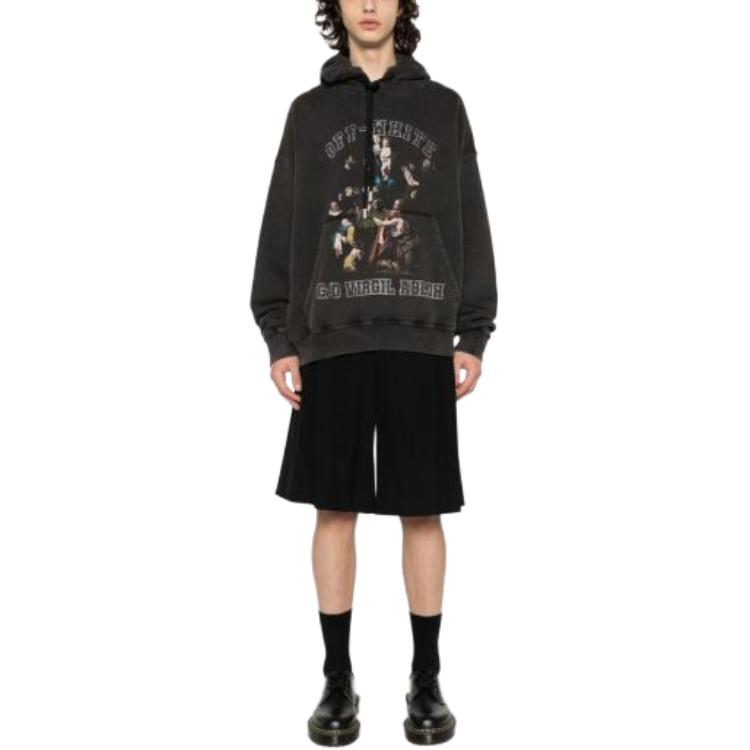 Shop 오프화이트 SS24 포트레이트 프린트 블랙 후디 풀오버 스웨터. OMBB085S24FLE0091001