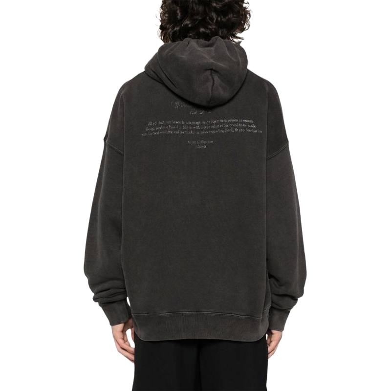 Sizing 오프화이트 SS24 포트레이트 프린트 블랙 후디 풀오버 스웨터. OMBB085S24FLE0091001