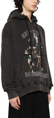OFF-WHITE SS24 人像印花連帽黑色套頭衫毛衣。 OMBB085S24FLE0091001 Cheap OFF-WHITE SS24 人像印花連帽黑色套頭衫毛衣。 OMBB085S24FLE0091001