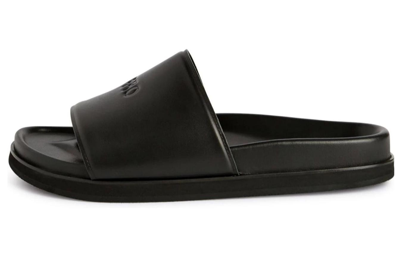 Off-White Stamp Leather Sliders 'Black'